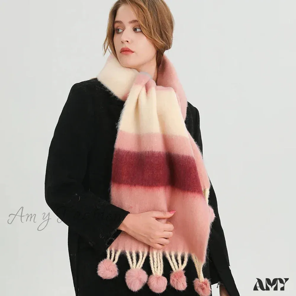 2024 Winter Multicolor Cashmere Loop Yarn Pashmina Scarf