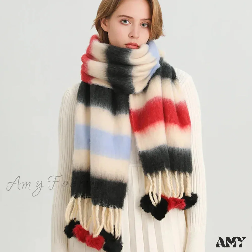 2024 Winter Multicolor Cashmere Loop Yarn Pashmina Scarf