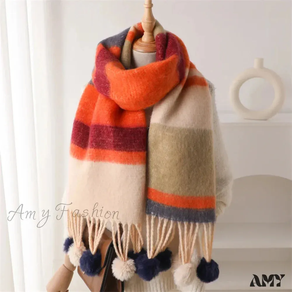 2024 Winter Multicolor Cashmere Loop Yarn Pashmina Scarf