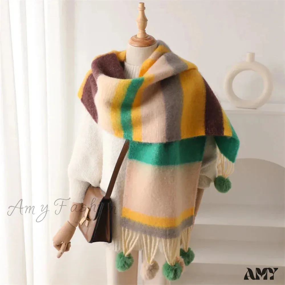 2024 Winter Multicolor Cashmere Loop Yarn Pashmina Scarf