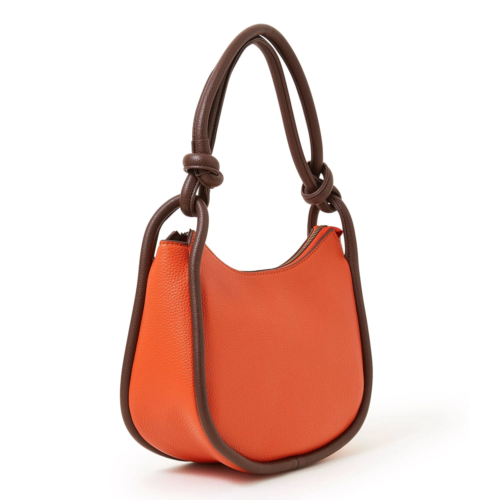 Accessorize London Women's Faux Leather Orange Contrast Knotted Shoulder Bag