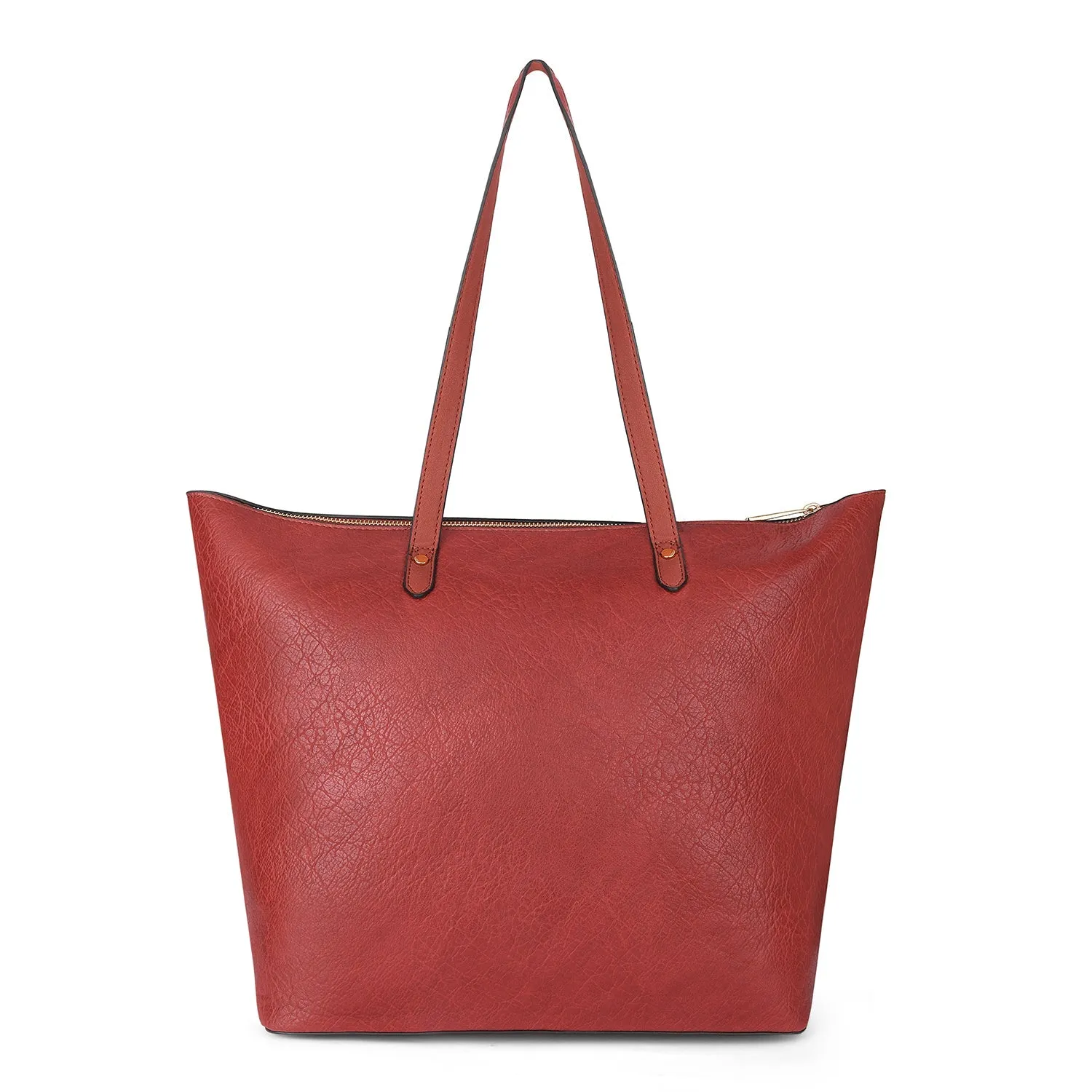 Accessorize London Women's Faux Leather Rust Orange Spacious Emily Tote Bag