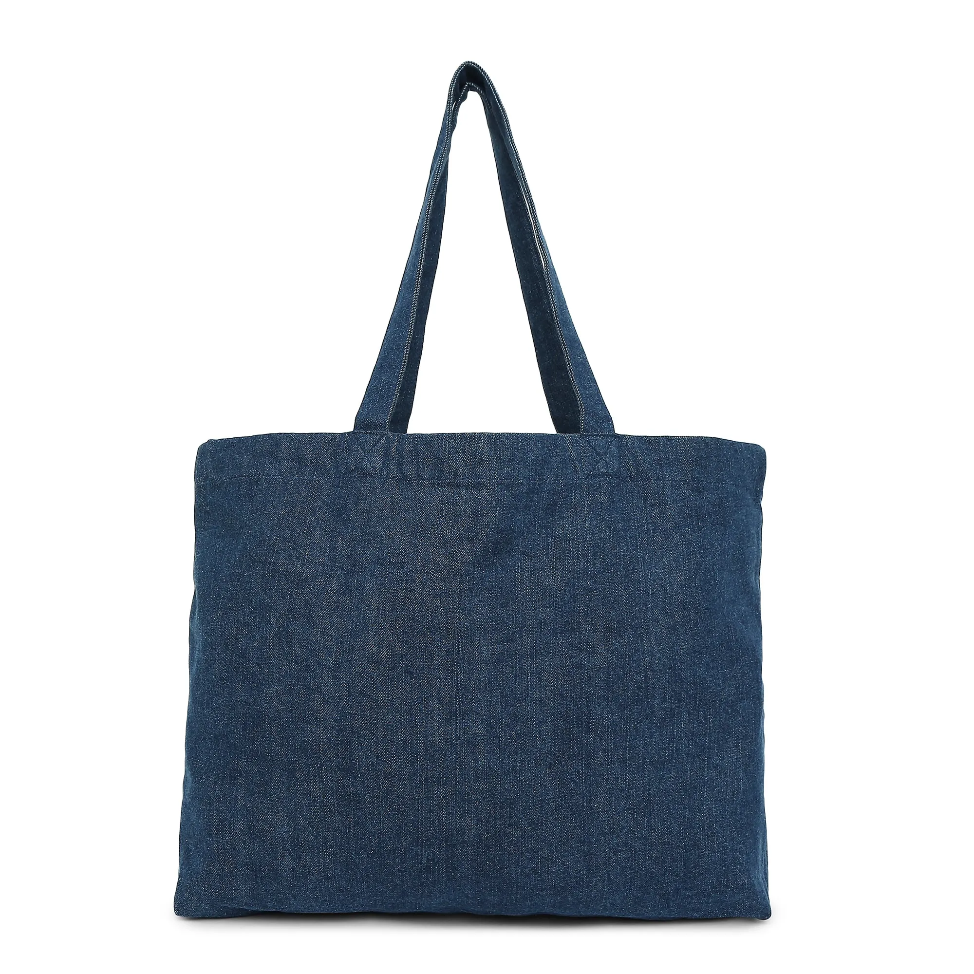 Accessorize London Women's Pure Organic Cotton Blue Denim Heart Shopper bag