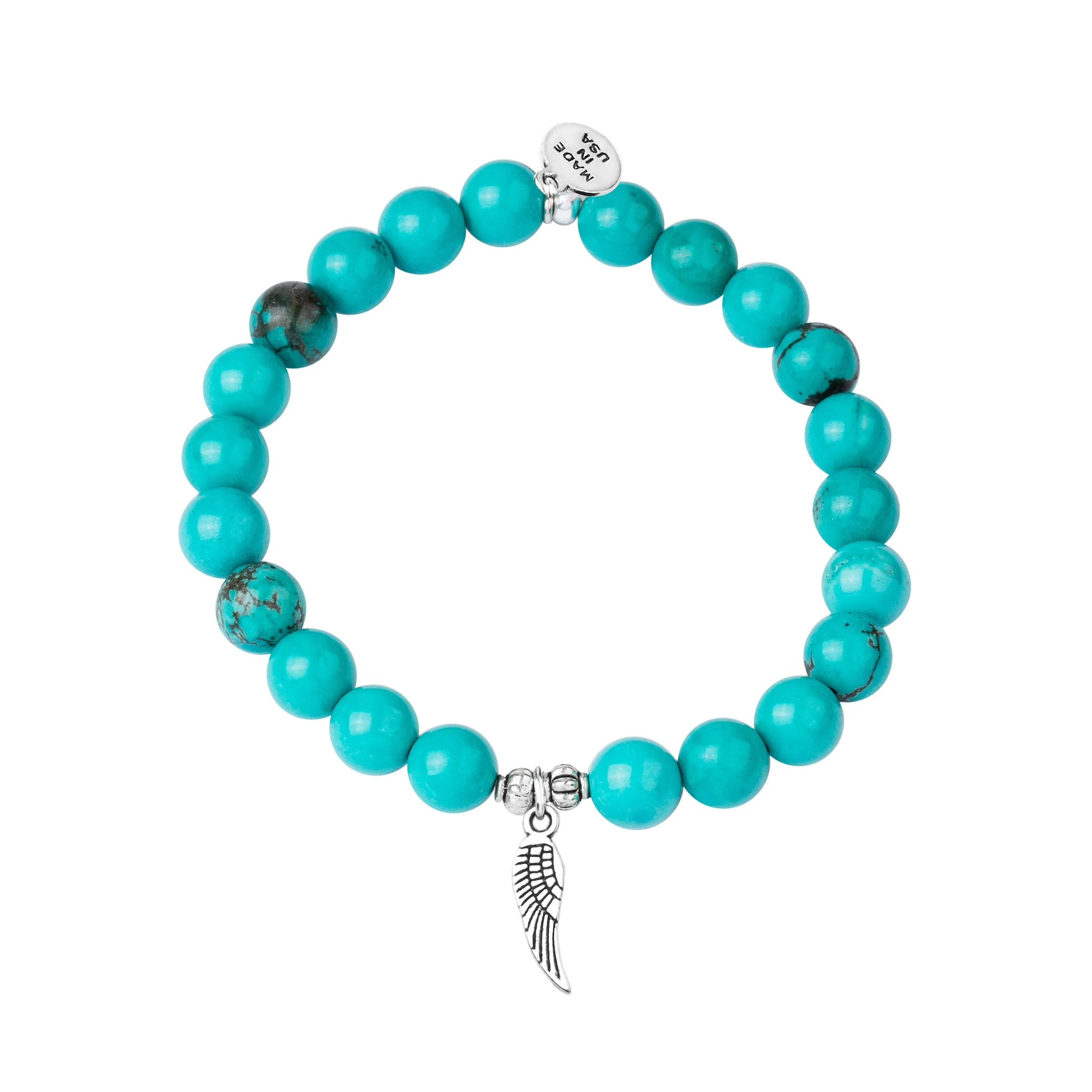 Angel Wing | Stone Beaded Charm Bracelet | Turquoise