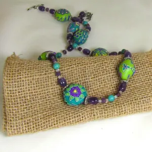 Aqua Handmade Fair Trade Beaded Necklace One-of-a-kind