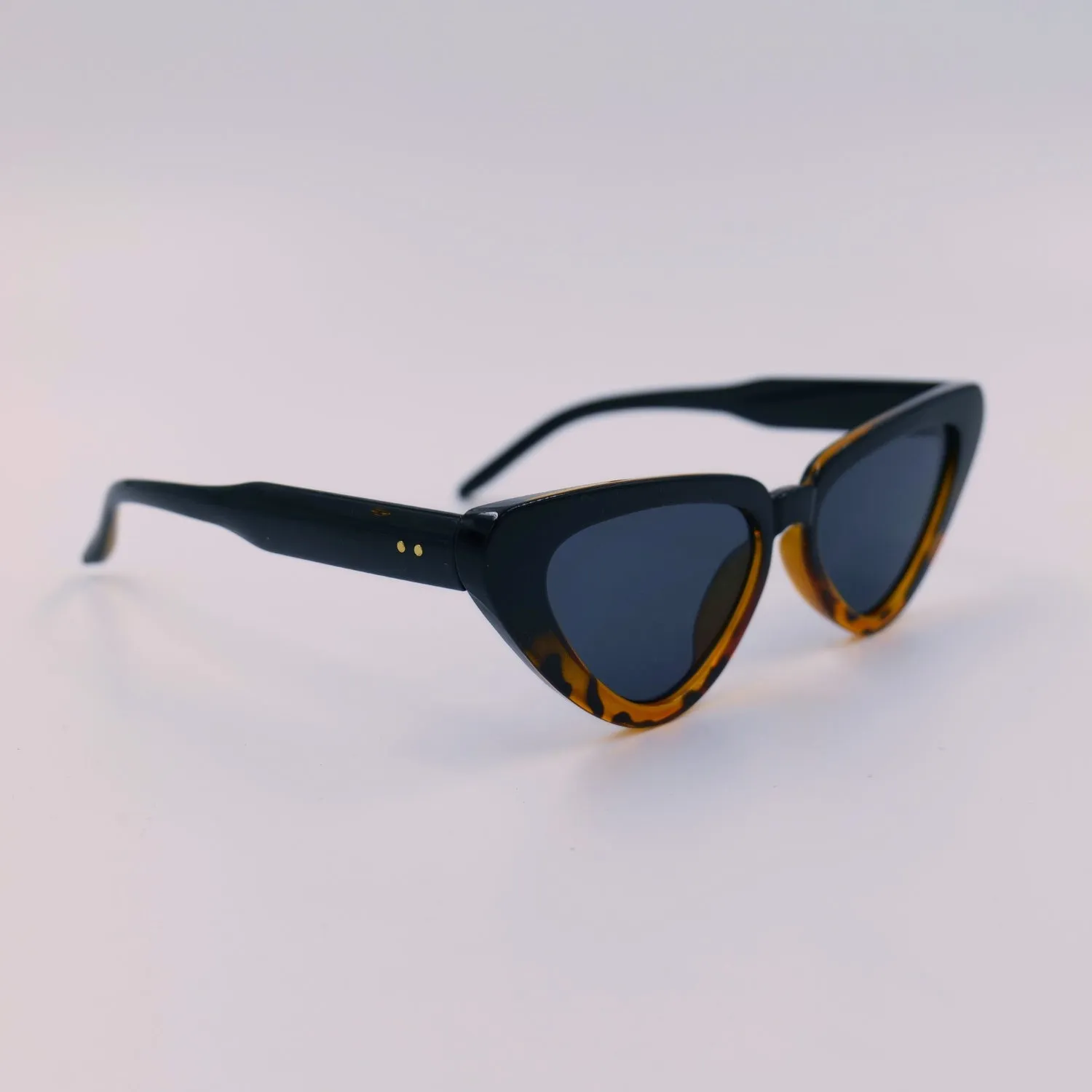 Black & Leopard Print Cat-Eye Sunglasses