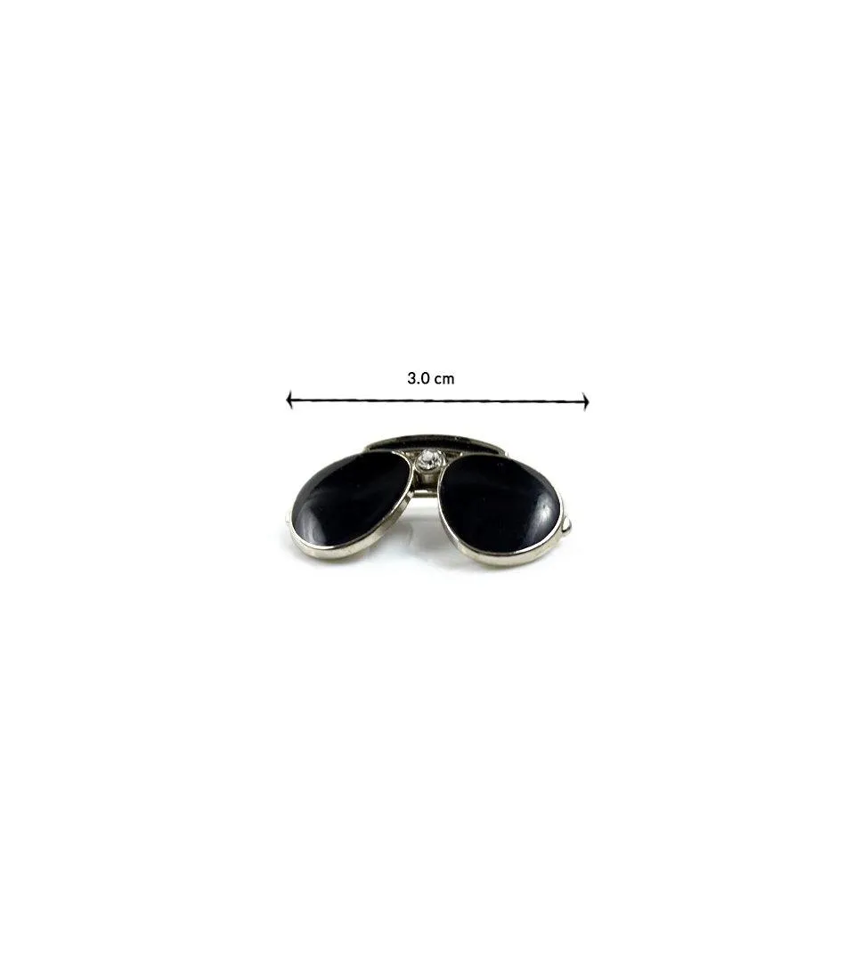 Black & Silver Glasses Brooch (Small)