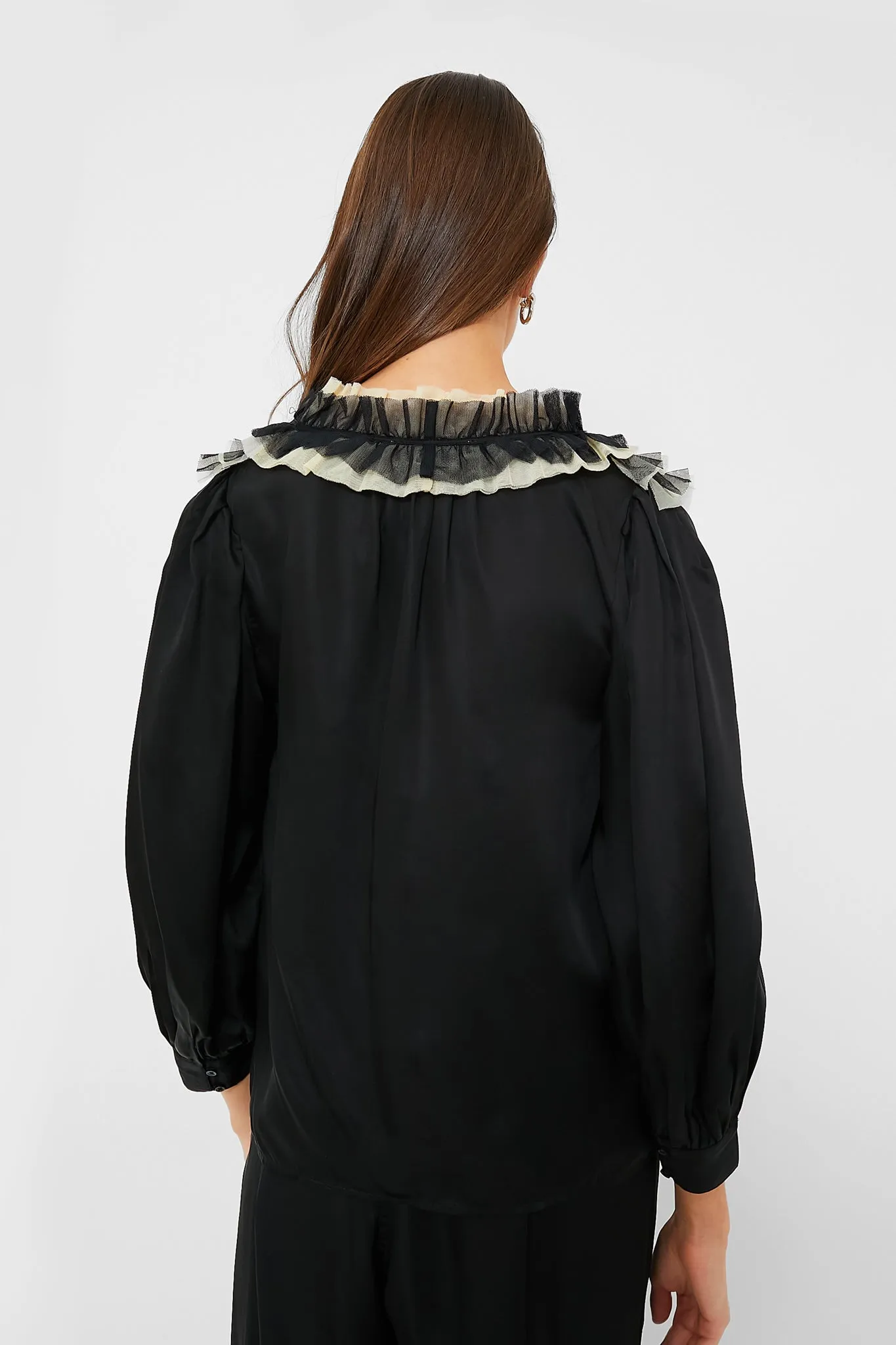 Black with Cream The Ruffled Tuxedo Top