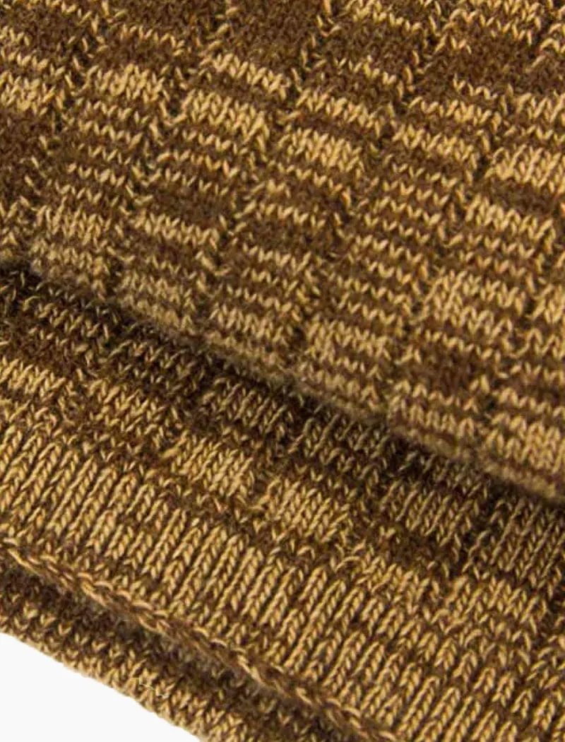 Brown Melange Knitted Wool & Cashmere Scarf