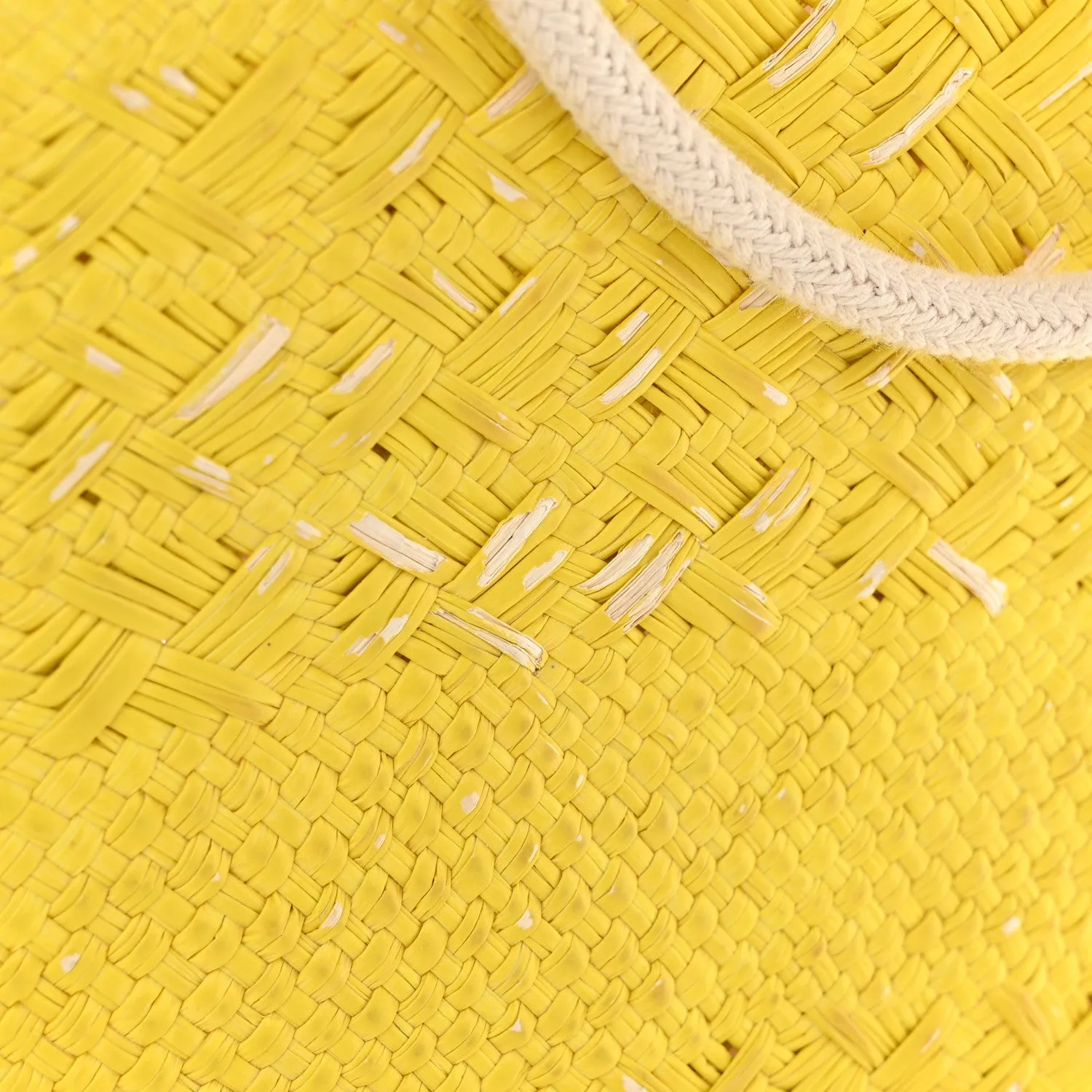 Calfskin Raffia Paulas Ibiza Medium Anagram Basket Tote Bag Natural Lemon