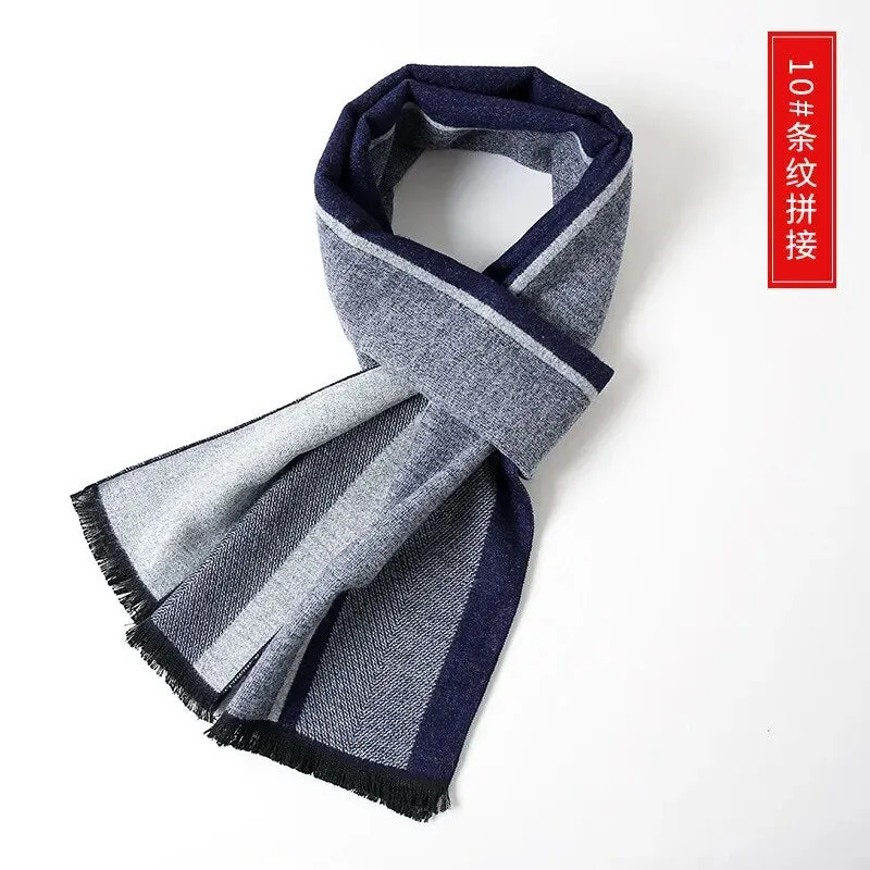 Cashmere Scarf for Men Warm Neck Scarfs Male Business Scarves Long Pashmina Christmas Gifts