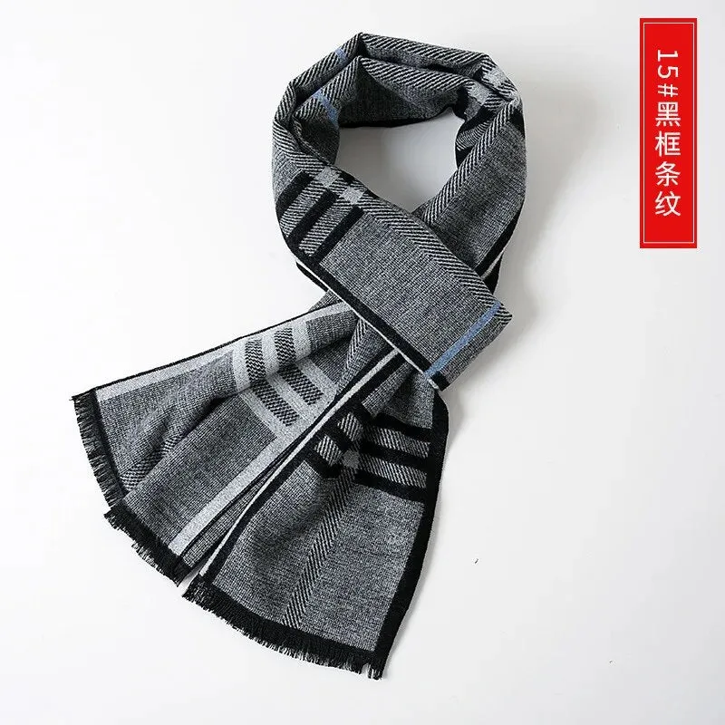 Cashmere Scarf for Men Warm Neck Scarfs Male Business Scarves Long Pashmina Christmas Gifts