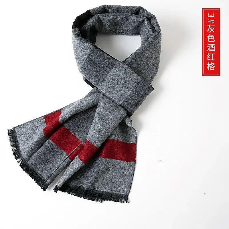 Cashmere Scarf for Men Warm Neck Scarfs Male Business Scarves Long Pashmina Christmas Gifts