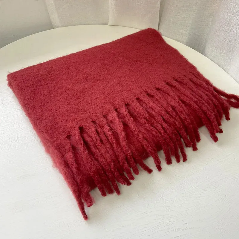 Cashmere Scarves for Women - Thick and Warm Muffler with Tassel Detail