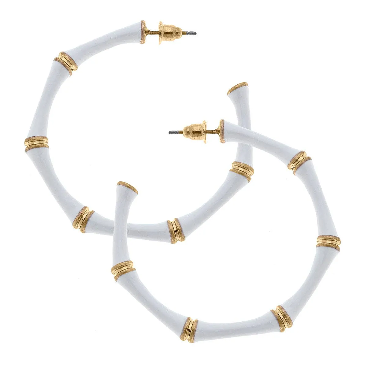 Celeste Enamel Bamboo Hoop Earrings