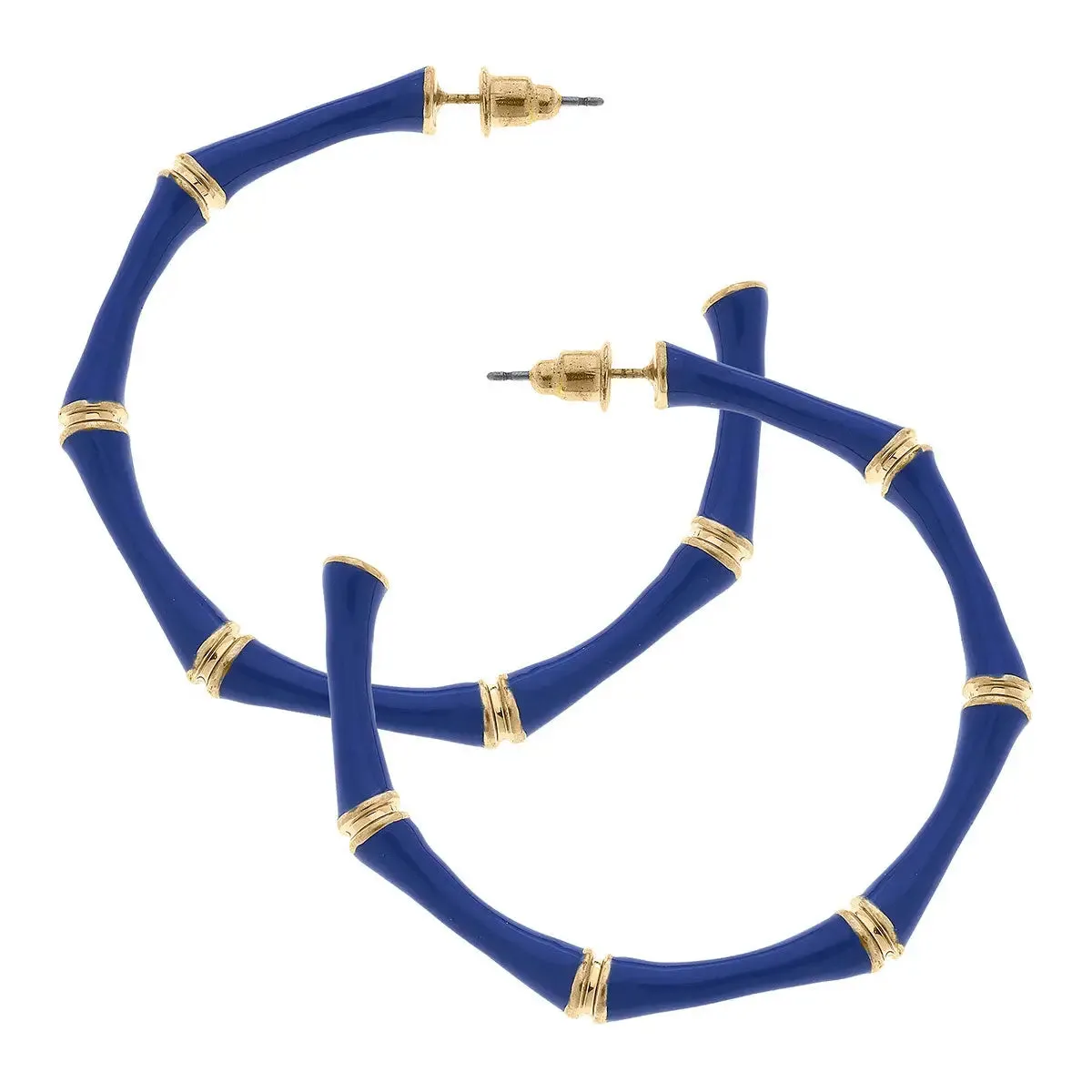 Celeste Enamel Bamboo Hoop Earrings