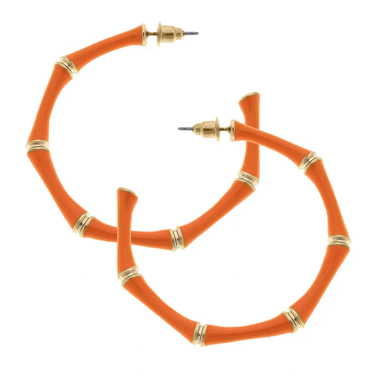 Celeste Enamel Bamboo Hoop Earrings