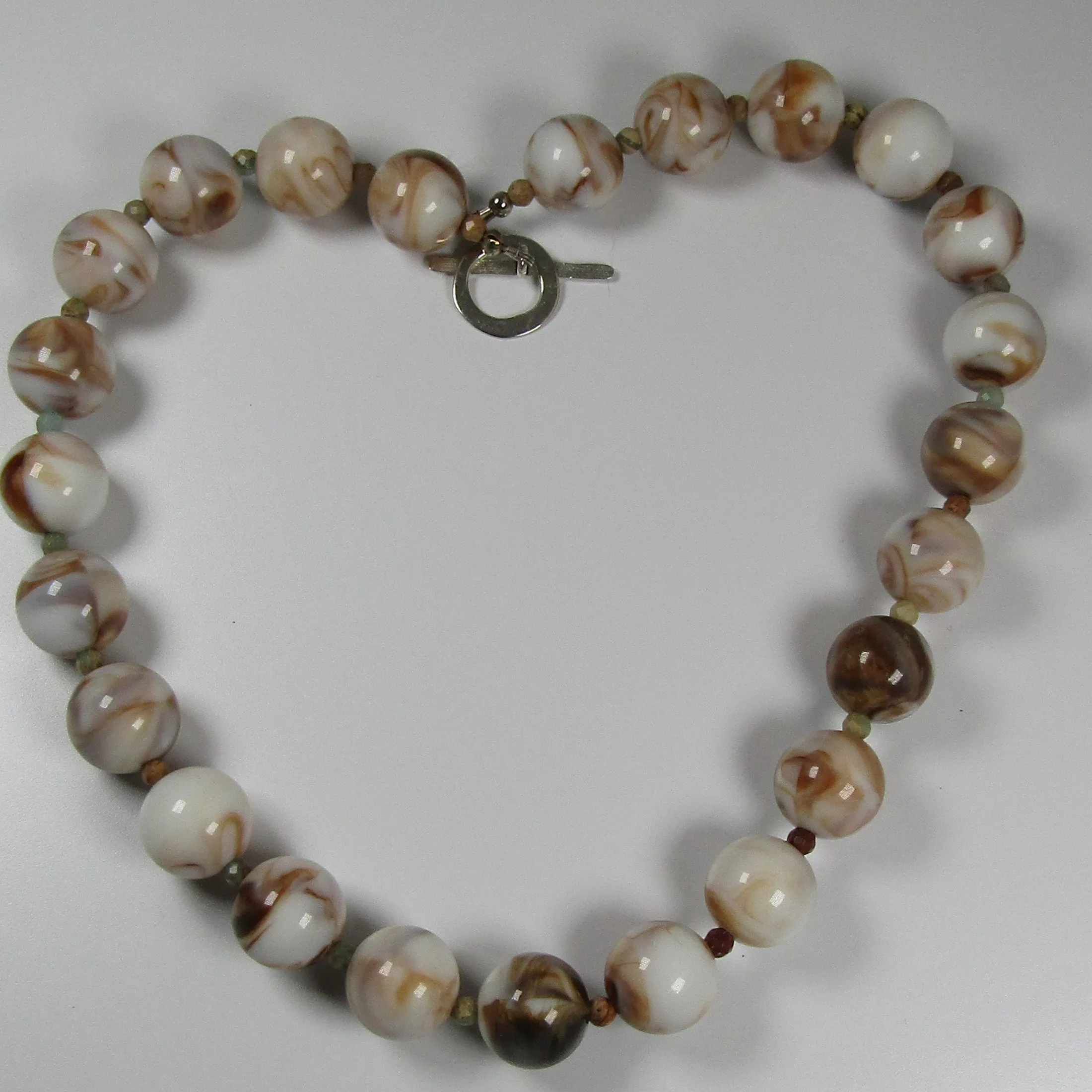 Classic Brown & Cream Beaded Handmade Necklace