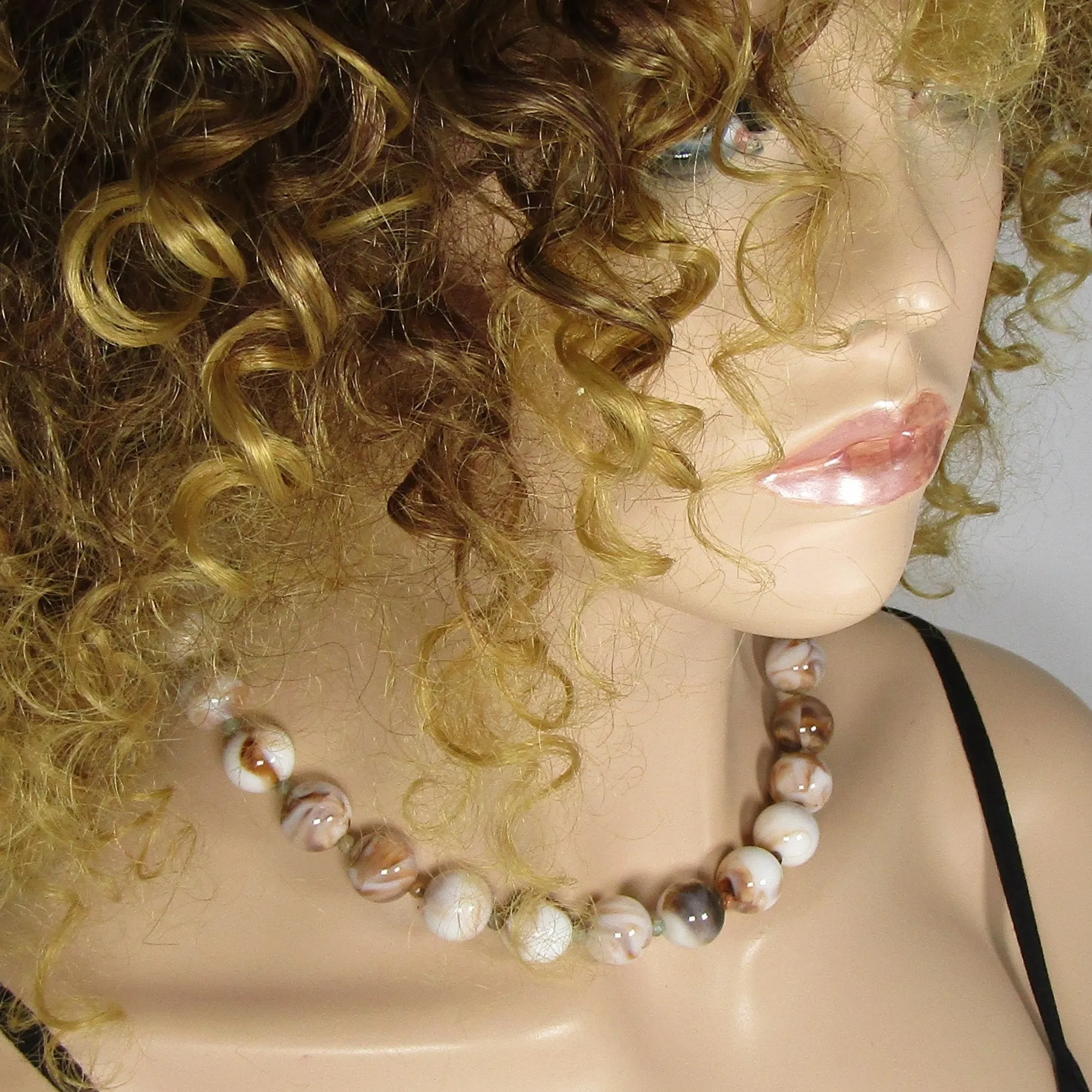 Classic Brown & Cream Beaded Handmade Necklace