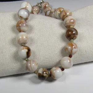 Classic Brown & Cream Beaded Handmade Necklace