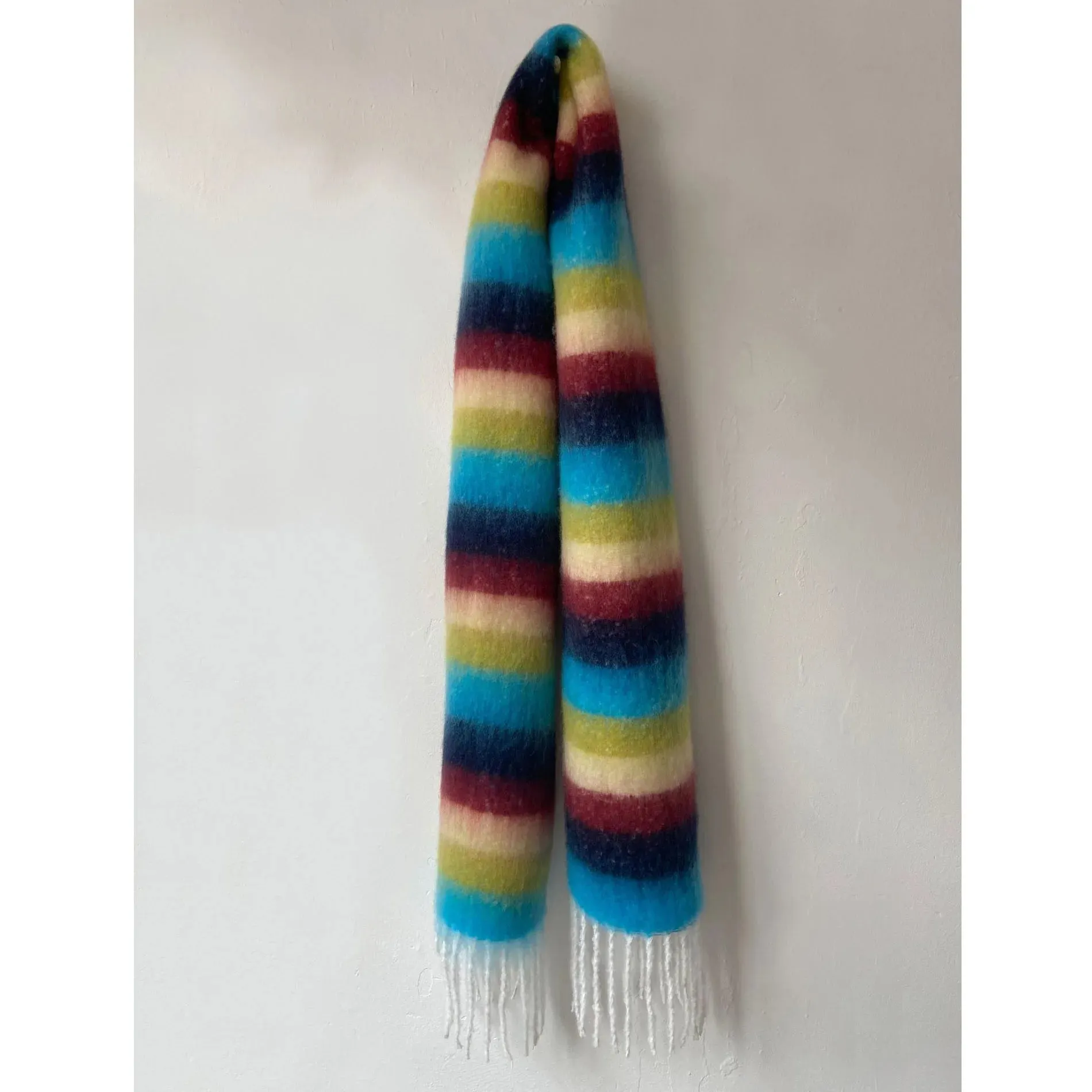 Designer Style Rainbow Striped Autumn Winter Warm Thick Muffler Scarf