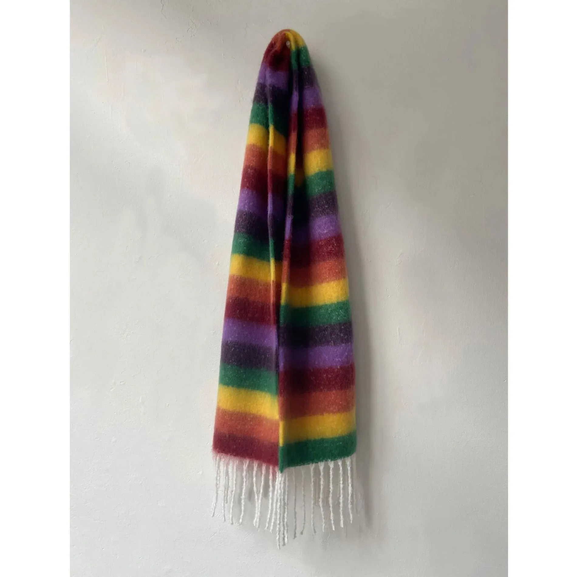 Designer Style Rainbow Striped Autumn Winter Warm Thick Muffler Scarf