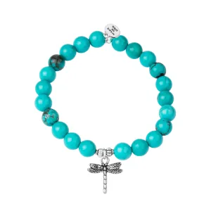 Dragonfly | Stone Beaded Charm Bracelet | Turquoise