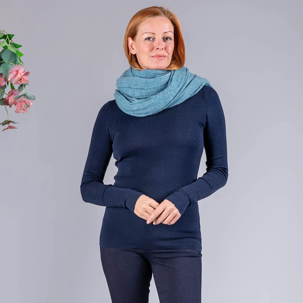 Dusty Teal Oversize Cashmere Knit Scarf