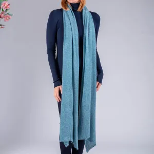 Dusty Teal Oversize Cashmere Knit Scarf