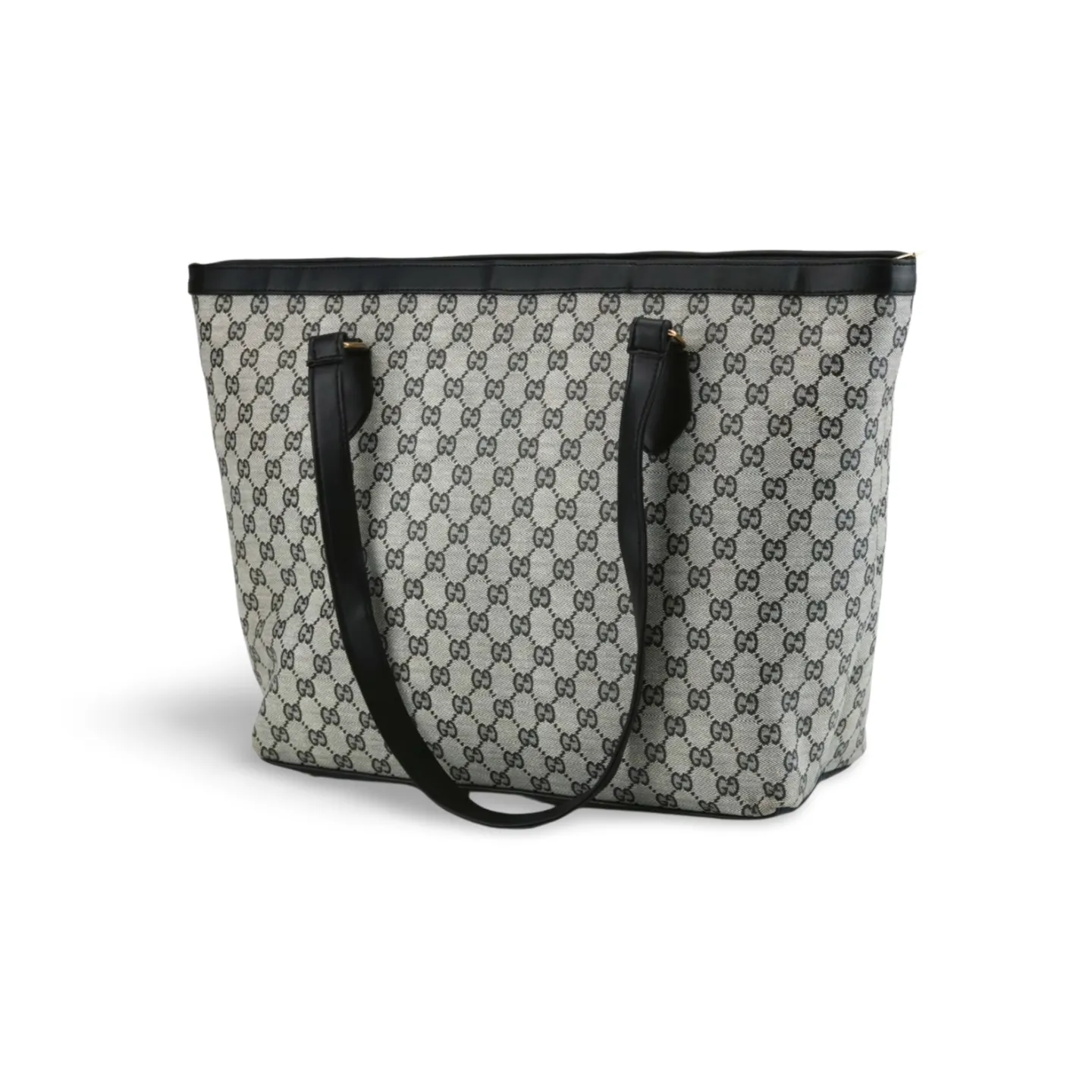 Elegant Tote Bag with Signature Pattern and Classic Stripe Design