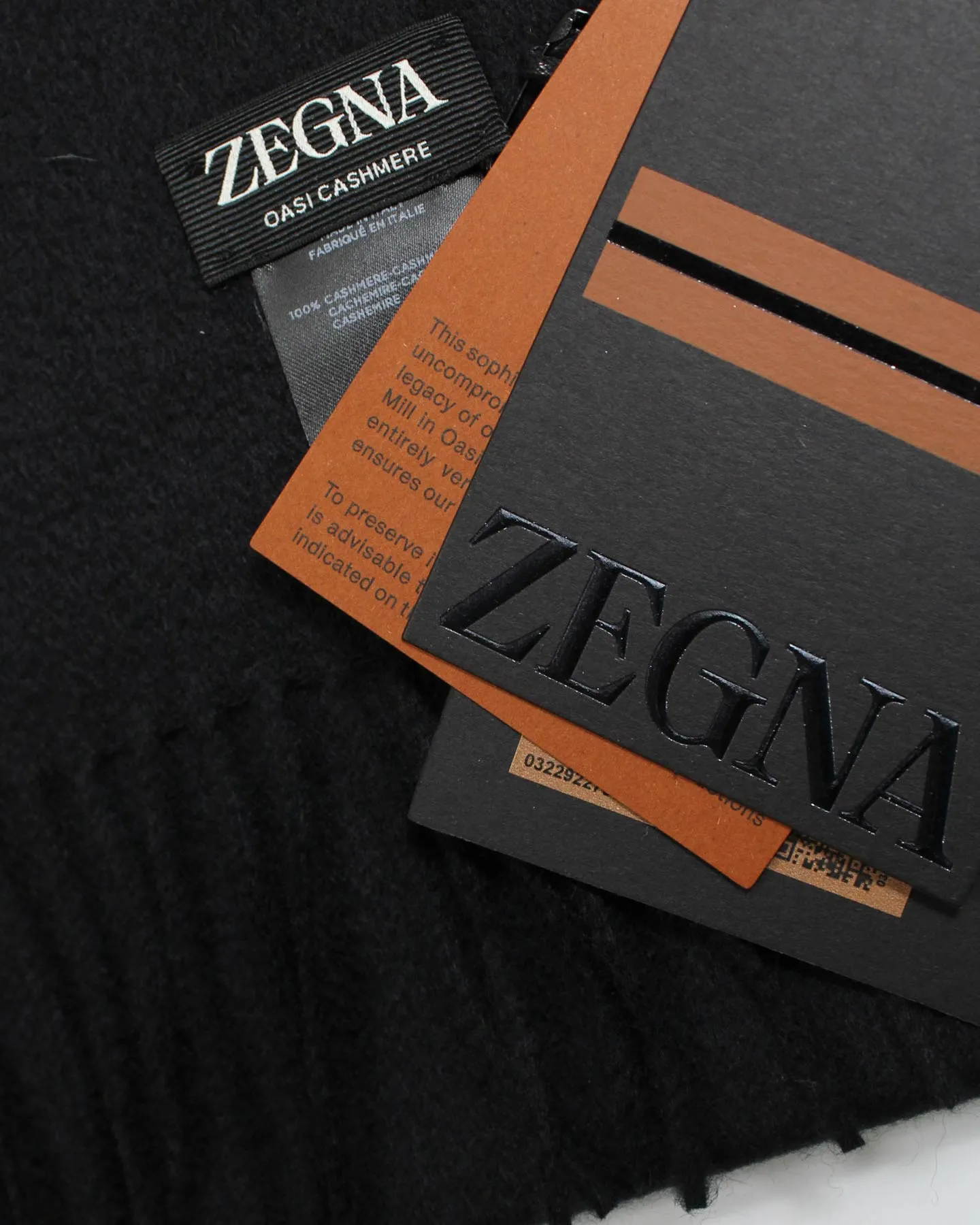 Ermenegildo Zegna Scarf Oasi Cashmere Black SALE