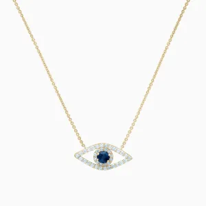 Evil Eye Diamond And Sapphire Necklace