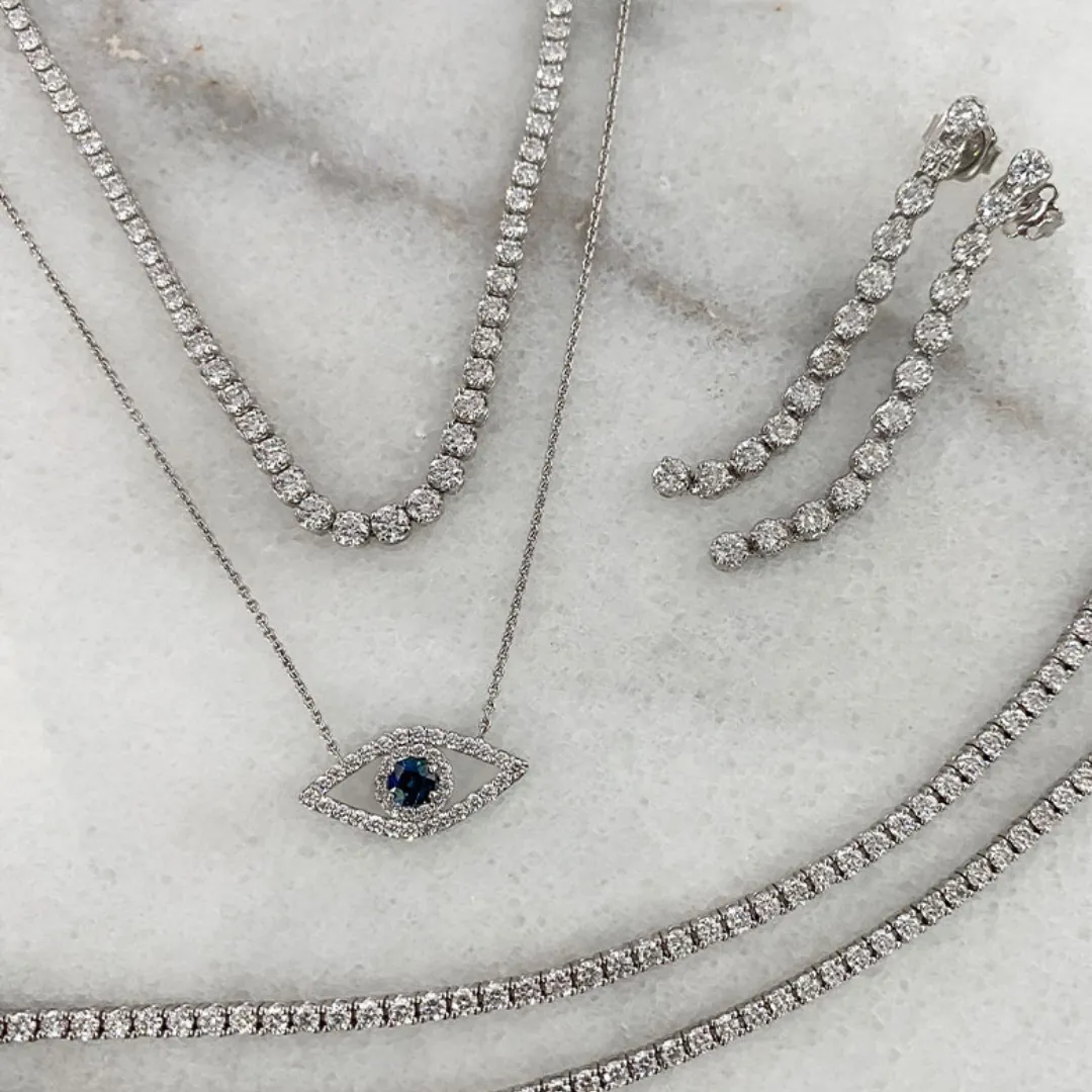 Evil Eye Diamond And Sapphire Necklace