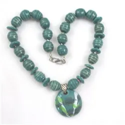 Fair Trade Kazuri Peacock Handmade Beaded Necklace with Pendant