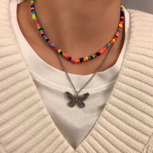 Fashion Handmade Beaded Butterfly Necklace