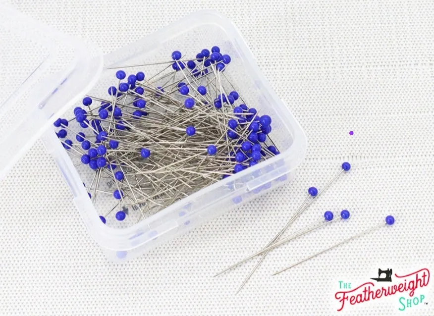 Glass Head Pins, Blue Super Fine