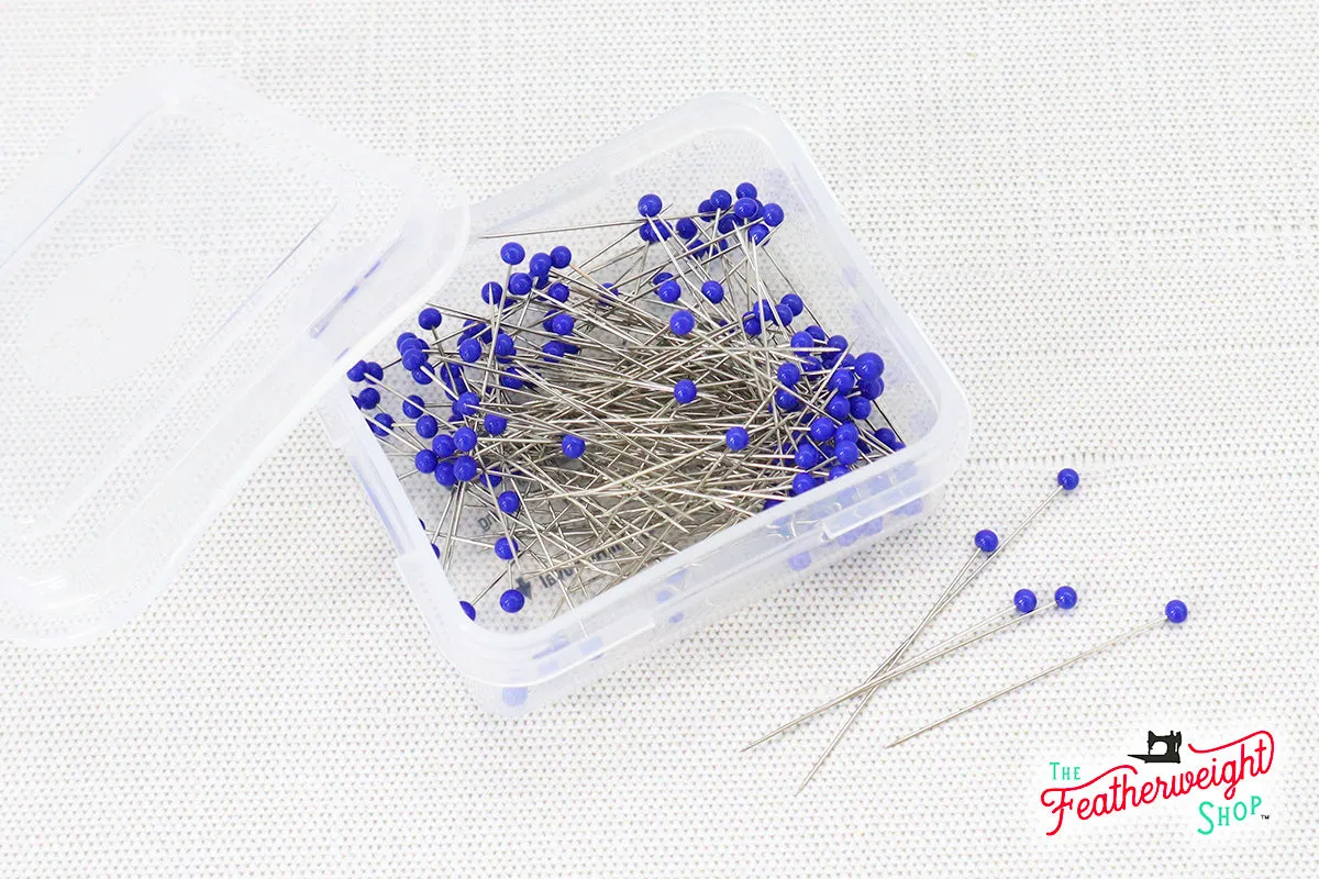 Glass Head Pins, Blue Super Fine