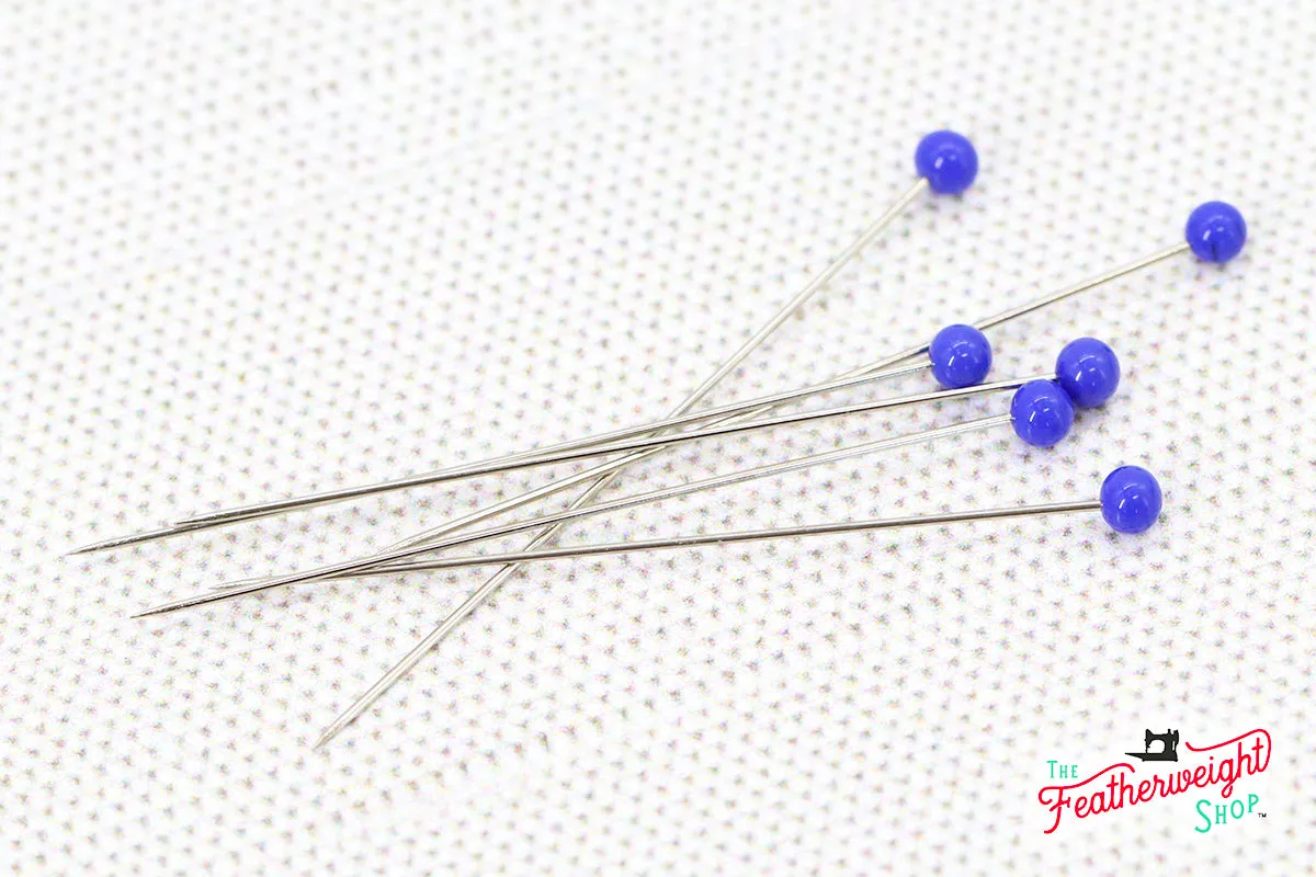 Glass Head Pins, Blue Super Fine