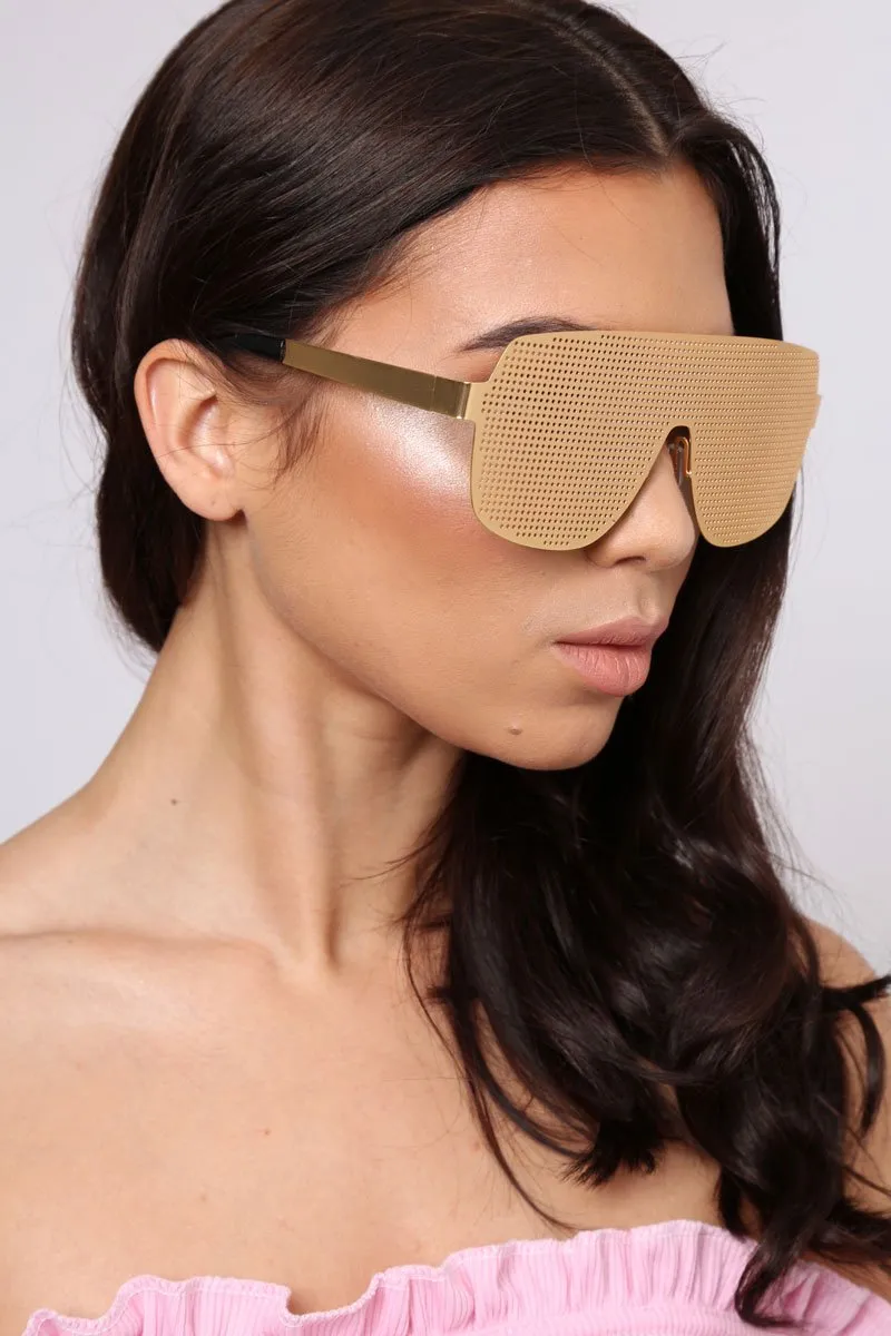 Gold Metal Pinhole Sunglasses -Jezbel