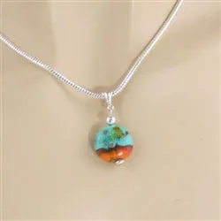 Handmade Artisan Glass Bead Lampwork Aqua Pendant Necklace