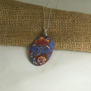 Handmade Blue Artisan Pendant Necklace Bold