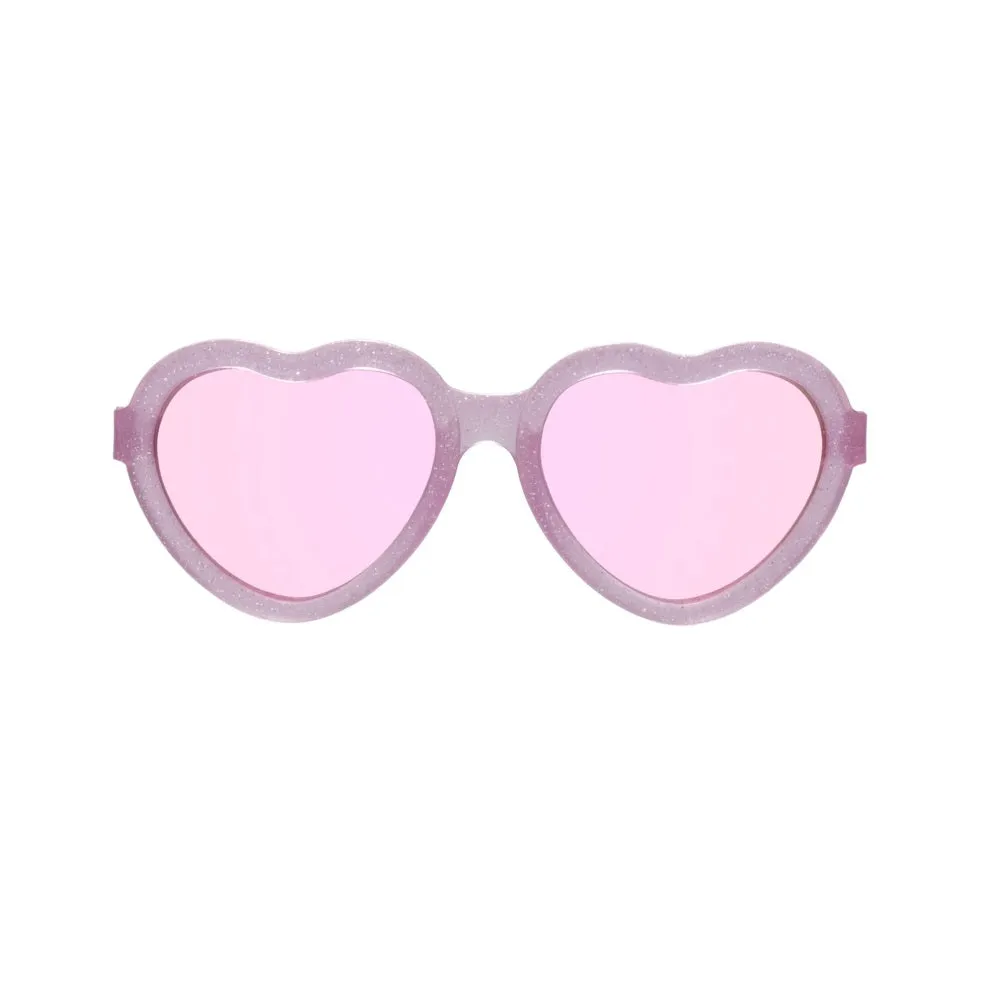 Heart-Shaped Sunglasses - Sparkle Squad/Lavender Mirrored Lenses