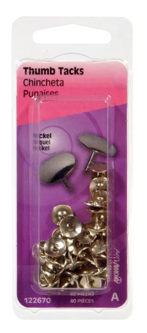 Hillman Push Pins 40 pk