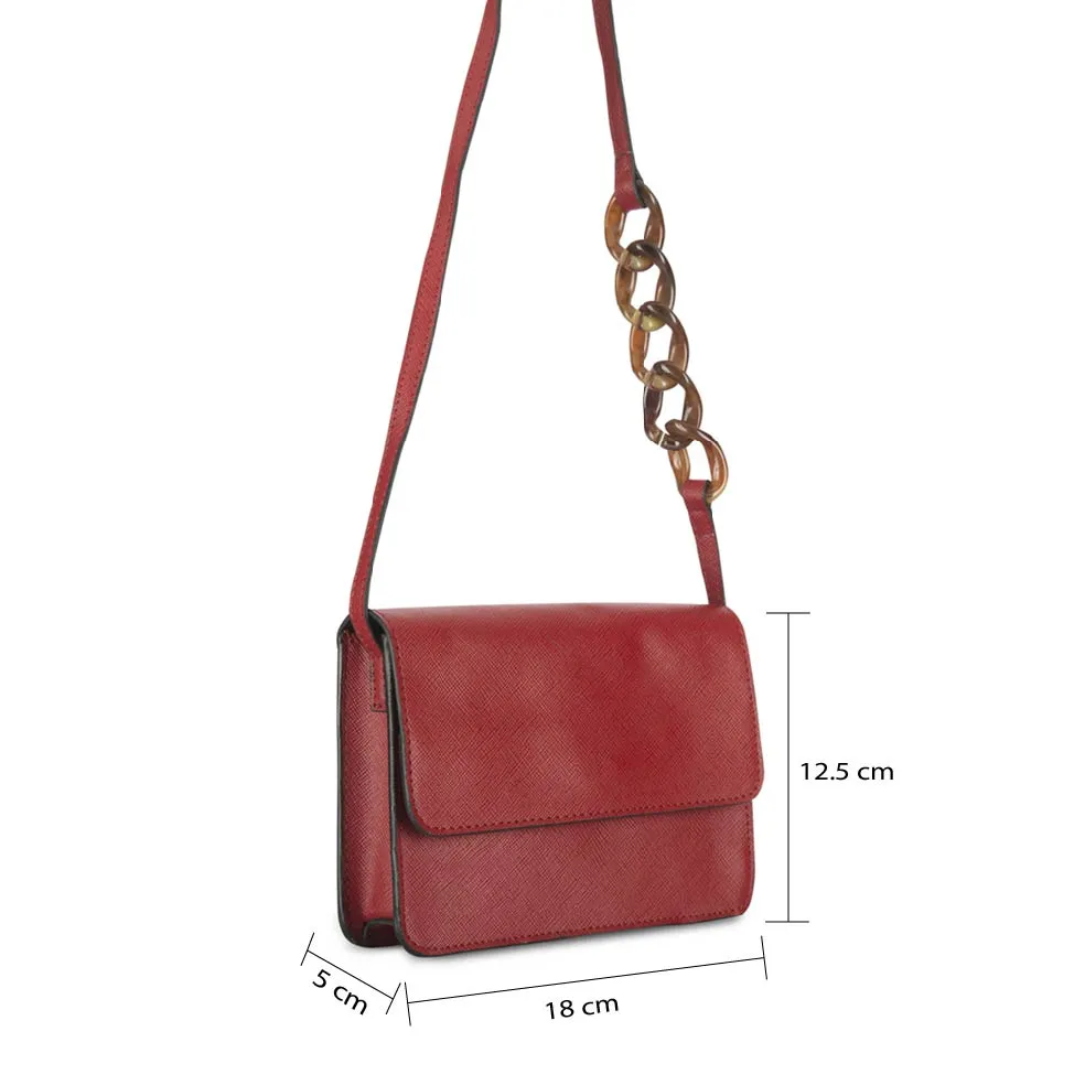 IMARS Stylish Crossbody Red Raven For Women & Girls (Baguette) Made With Faux Leather