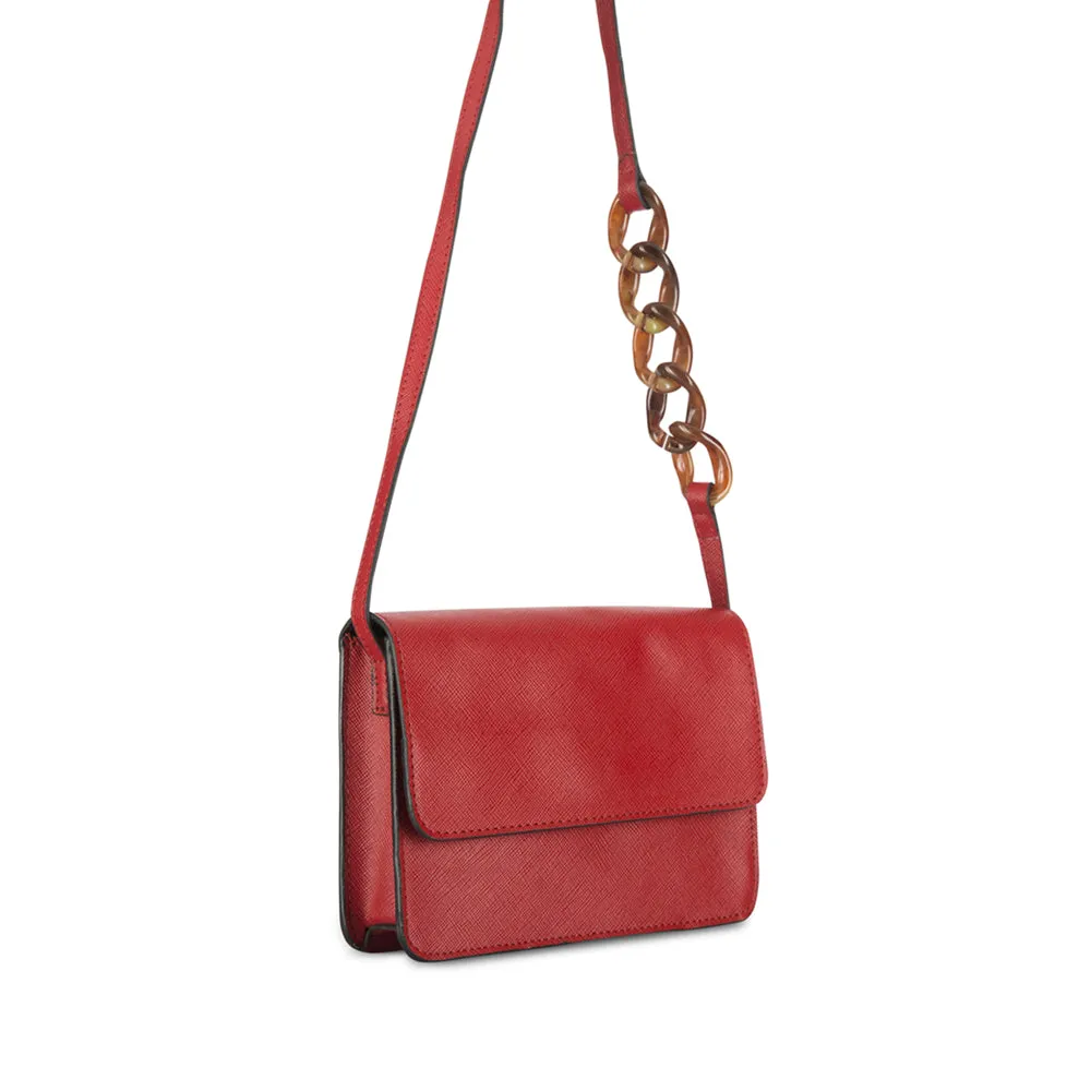 IMARS Stylish Crossbody Red Raven For Women & Girls (Baguette) Made With Faux Leather