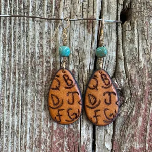 J Forks Kingman Turquoise & Branded Teardrop Earrings