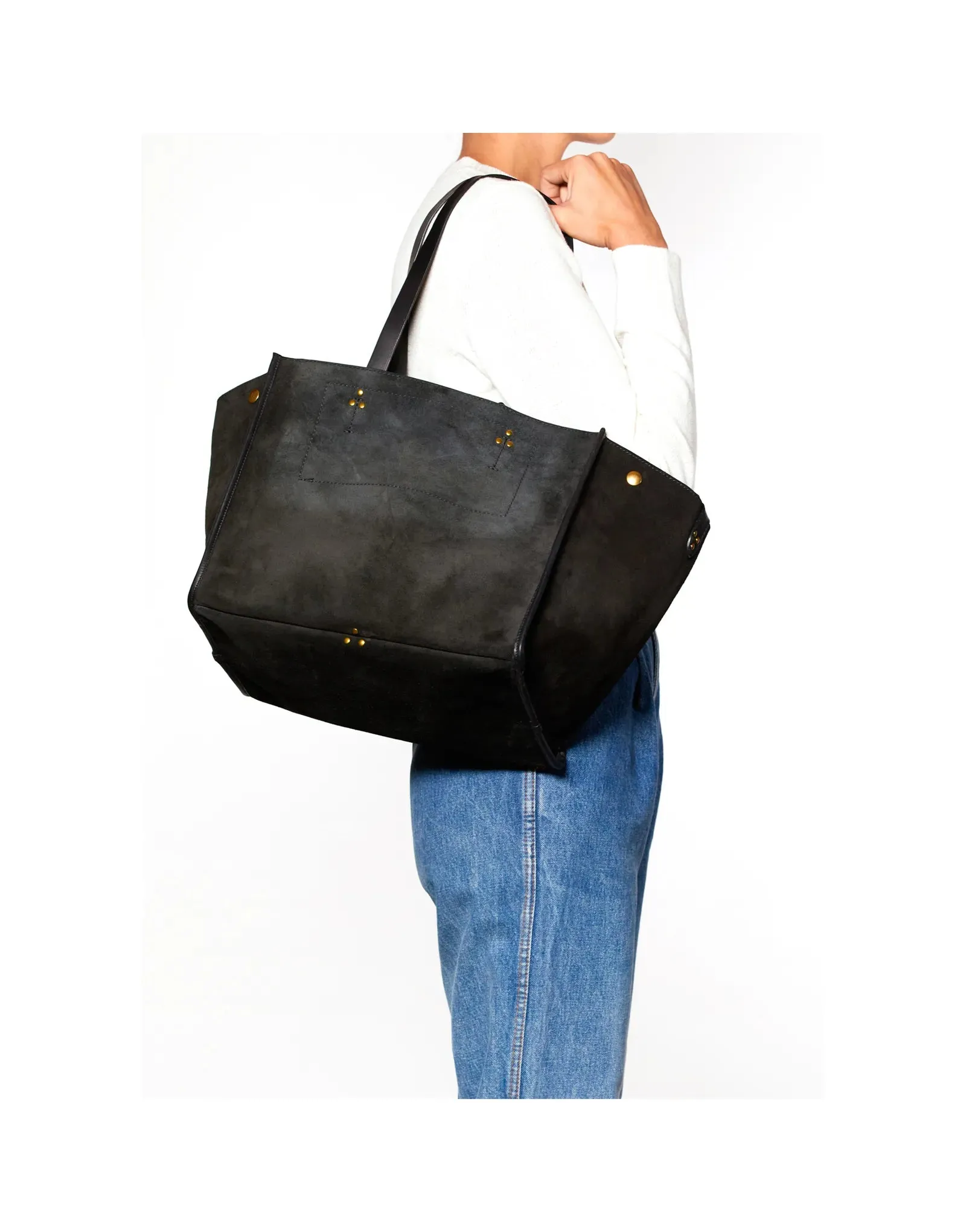 Leon M Bag in Noir Split Suede