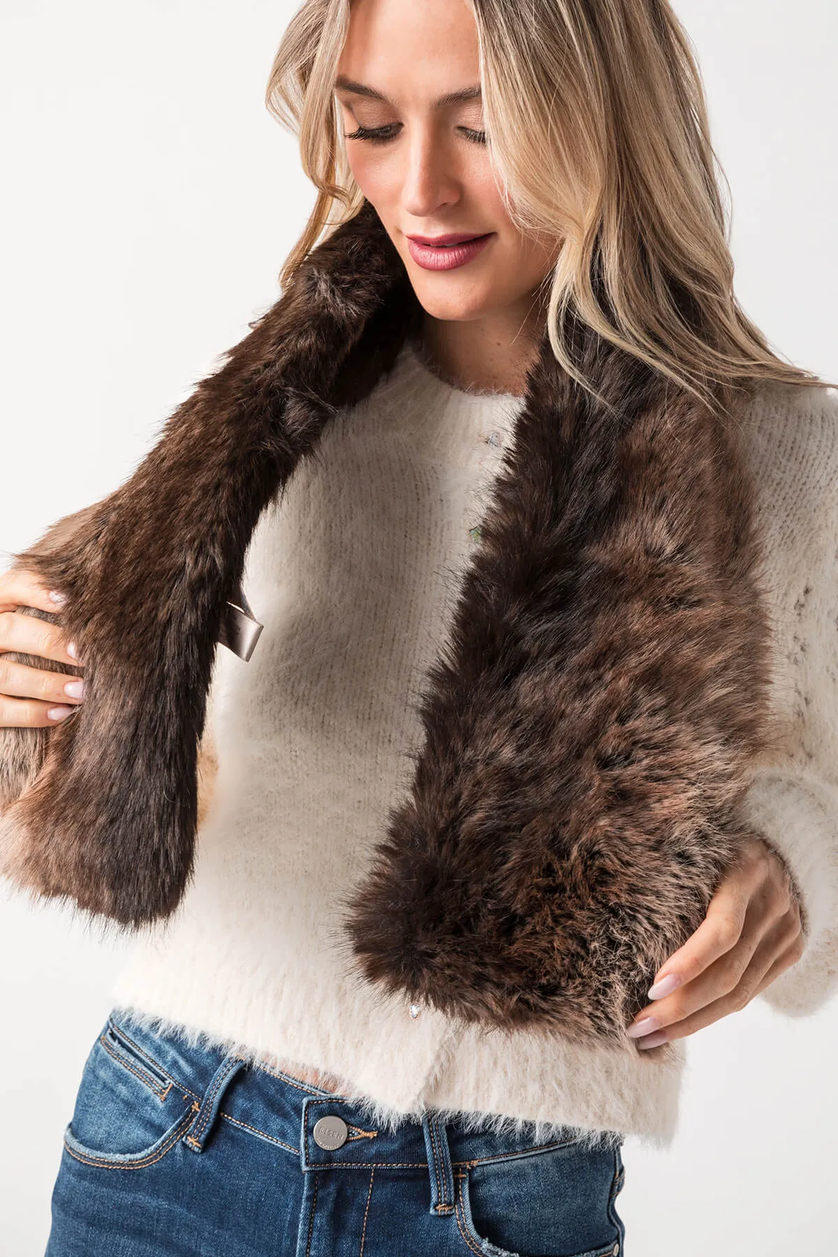 Look by M Faux Fur Stole Scarf