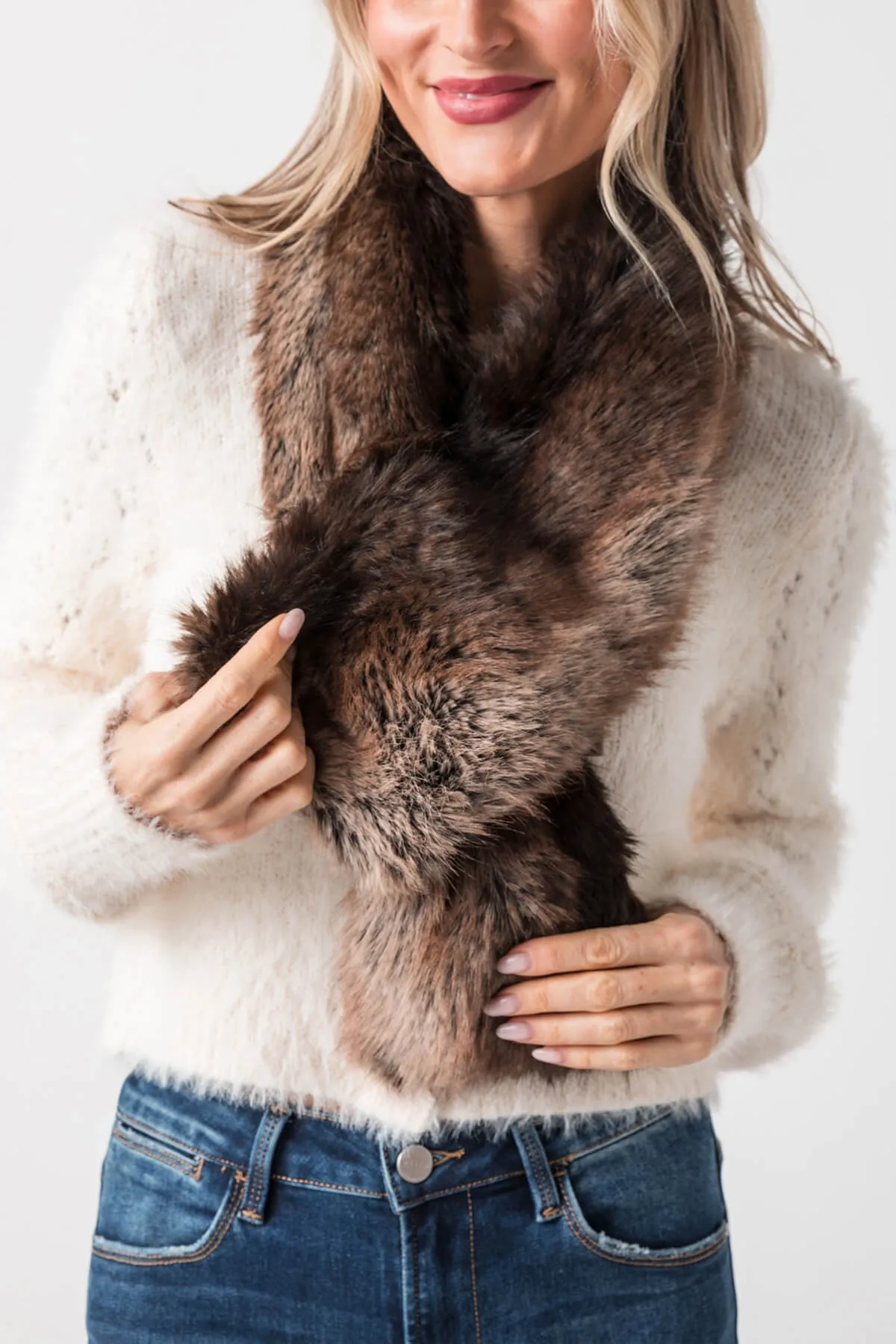 Look by M Faux Fur Stole Scarf