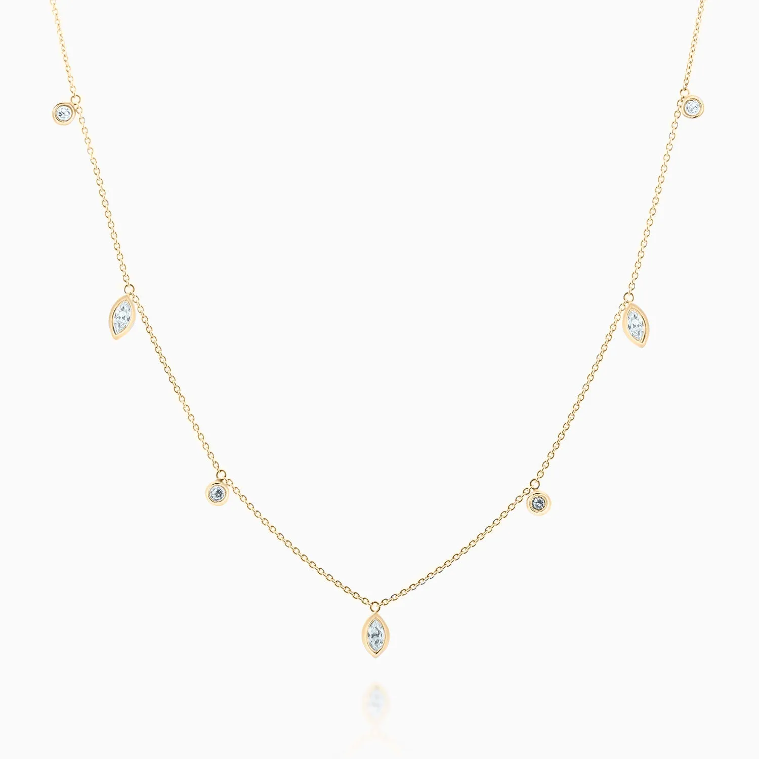 Marquise and Round Diamonds Necklace